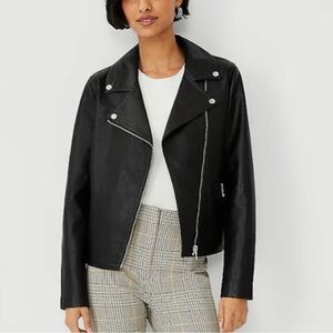 Anne Taylor / Loft Black Pleather Jacket with Silver details